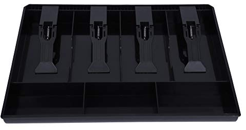 Fydun Kasseneinsatz Schale Kassen Schubladeneinsatz Schale Ersatz 4 Scheine 3 Münzen Geldbox mit Kunststoffclip zur Geldlagerung Geldzähl Einsatz (Schwarz)