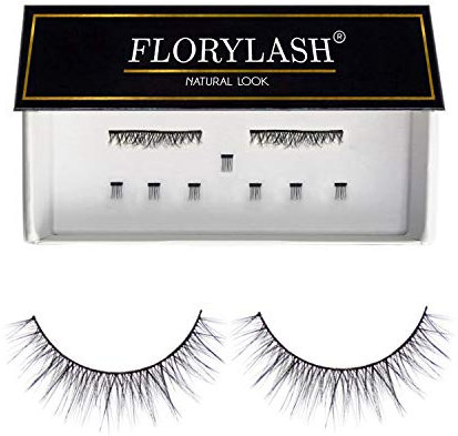 FLORYLASH® | Natural Look - Magnetische Wimpern 3 Magnete Natürlich Magnetic Fake Lashes ohne Eyeliner 3D Volumen Set Wiederverwendbar (Größe S, 25 mm breit)
