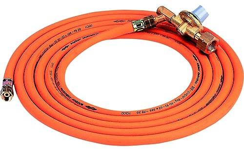 Sievert Propanschlauch R 3/8 li x R 3/8 li, 10 Meter, mit Druckregler und Schlauchbruchsicherung, Orange, Gasschlauch für Schweißbrenner Aufschweißbrenner Brenner Gasbrenner