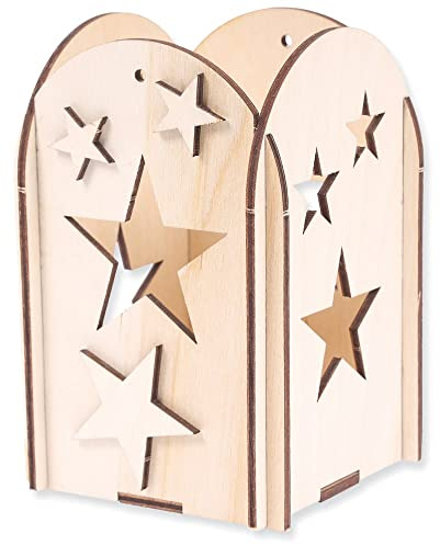 matches21 HOME & HOBBY Tischlaterne Sterne DIY Holz Bastelset für Kinder ab 4 Jahren Kreativ-Bausatz