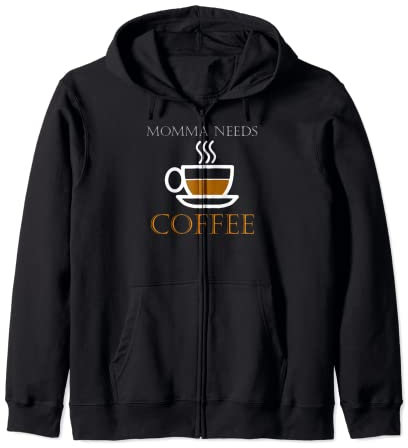 Momma Needs Tasse à café caféine expresso Marron Blanc Sweat à Capuche