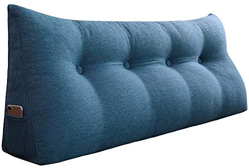 Rucener Kopfteil Kopfkissen Hohen Rückenlehne Kissen Hohen Rückenlehne Kissen Rückenlehne für Bett Perfekt AlsKissen Zum Fernsehen und Lesen Gibt Es in Vielen Größen Blau 140 cm