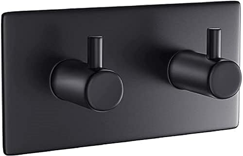 The Bog Standard Double Black Towel Holder,Matt Finish,Coat,Robe,Self Adhesive,Sticky Hooks,Stainless Steel,Stick on,Back of Door Hook,Wall,Hanging,Bathroom,Tea Towels,3M