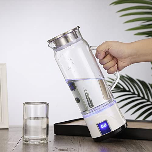 1L Hydrogen Rich Water Machine Hydrogen Alkaline Water Pitcher Maker Machine Hydrogen Water Generator Digital Touch Control LED Display SPE and PEM Technology Make Hydrogen Content Up to 1200 PPB
