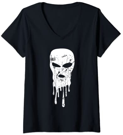 Damen Hip Hop Streetwear Gangster Sturmhaube Skimaske Rapper T-Shirt mit V-Ausschnitt
