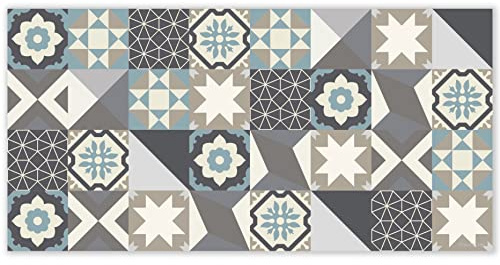 mubusi Tapis Vinyle du Sol Cuisine Salon - Différentes Tailles - (Hydraulique Porto Bleu 60x120 cm)