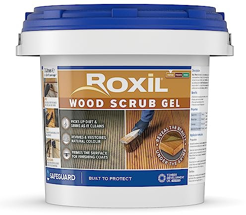 Roxil Holzentgrauer Gel – Entgrauer, Oxalsäure Holzreiniger zum Auffrischen von vergrautem Holz. Entfernt Patina, Holzentgrauer für Holzterrassen, Gartenmöbel oder Zäune im Außenbereich (3 L)