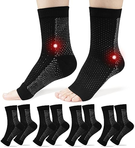 ACWOO 4 Paar Sprunggelenkbandage Orthopädische Kompressionssocken Neuropathie Knöchelbandage Sprunggelenk Orthese Sprunggelenk, Atmungsaktive fußbandage für Plantarfasziitis Achillessehne Neuropathie