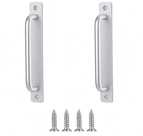 MIEGUIWOR 2 Aluminium Schiebe Türgriffe,Scheunentor Griff,180mm,Silber | Mit Edelstahlschrauben,Griffe für Schiebetür,Scheunentür,Garagentor,Balkontür,Gartentür,Kleiderschranktür,Schublade.