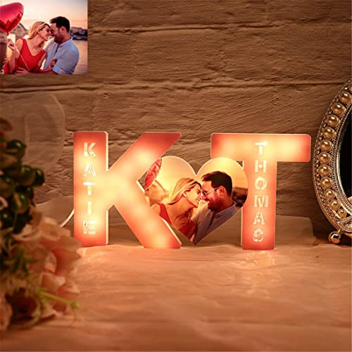 Personalisierte Foto Brief Herz Lichter mit Namen, benutzerdefinierte Alphabet Bild Collage Lampe Fotorahmen Collage für Familie Weihnachten Bilder Geschenk für Paar Mutter Frau Aniversary