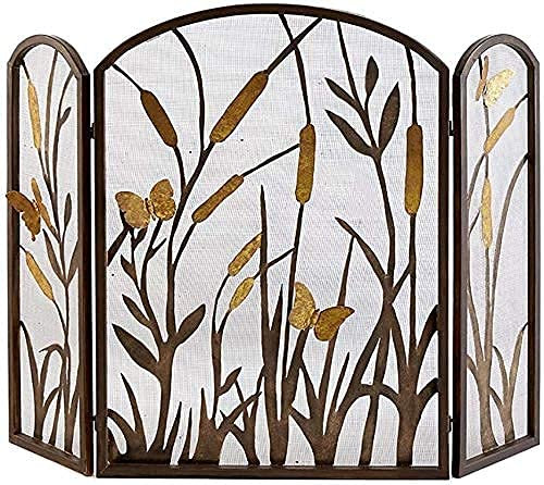 Funkenschutz, Funkenschutz, Metall-Feuergitter, Kaminschutz im amerikanischen Landhausstil, Funkenschutzabdeckung für Holzöfen mit klappbarer Platte, 135 x 30 x 89 cm The New