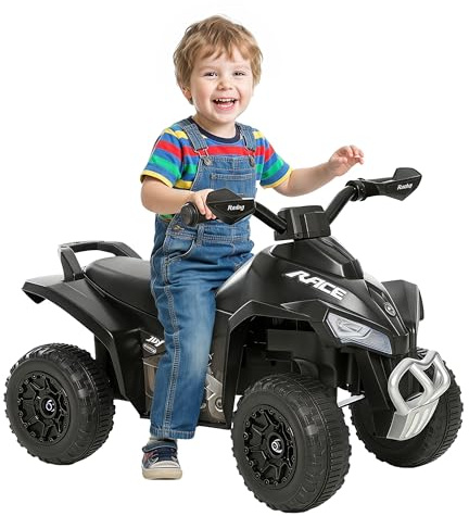 HOMCOM Porteur Enfants sans Moteur Quad 18-36 Mois dim. 67L x 38l x 44H cm Effets Lumineux et sonores Noir Pas ÉLECTRIQUE