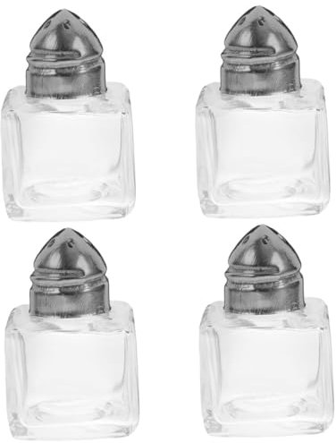 TOPBATHY Set 4 Bottiglie Per Spezie in Vetro Spargisale e Spargipepe Da Cucina, Contenitori Per Condimenti Domestici Facili Da Pulire, Per Conservare Sale, Pepe e Spezie