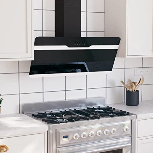 Générique Hotte Murale 90 cm Acier et Verre trempé Noir,Maison & Jardin,Arts de la Table & Arts culinaires,Électroménager de Cuisine,Hottes aspirantes,9.86 kg,Noir,51669