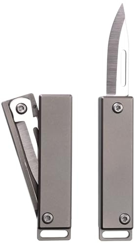 TIKIDESIGN TKK1 Mini coltello tascabile in titanio, EDC Utility Knife con anello portachiavi, coltello pieghevole con lama in acciaio D2, strumento per campeggio, escursioni e attività all'aperto