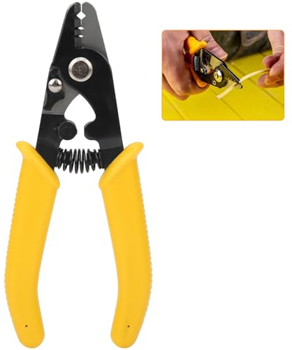 3 Löcher Glasfaser Kabel Abisolierzange mit PVC-Griff, LWL-Abisolierzange Werkzeug, LWL-Zange Hohe Härte, Schneidwerkzeuge Glätter Bieger, Abisolierzangen und Schneidzange 15.2 cm Länge