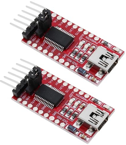 VGOL 2PCS FT232RL Adapter USB to Serial TTL Chip 43.3x17.9mm DTR RX TX VCC CTS GND Pin Compatible with A-rduino Breakout Module Mini Port Adapter Board