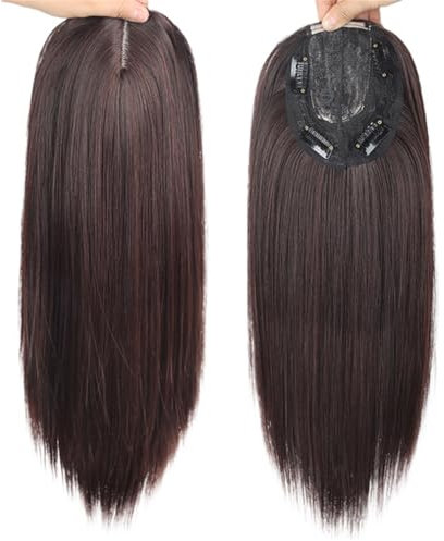 Ein Stück Licht synthetische gerade Abdeckung weißes Haar für Frau vier Clips Maschine für Haarausfall gemacht (Natürliches Schwarz,18 Zoll)