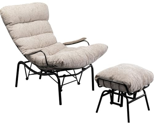 Kare Design Sessel + Hocker Vienna Swing, Beige, Schaukelsessel, Schwing-Funktion, 40 cm Sitzhöhe, Wohnzimmer, Schlafzimmer, 97x83x106 cm (H/B/T)