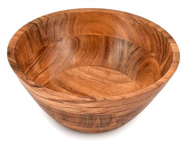 EDHAS Ensaladera grande de madera de acacia para frutas, ensaladas, arroz, salsas, frutos secos, aperitivos, cuencos de madera para decoración (9 x 9 x 4 pulgadas)