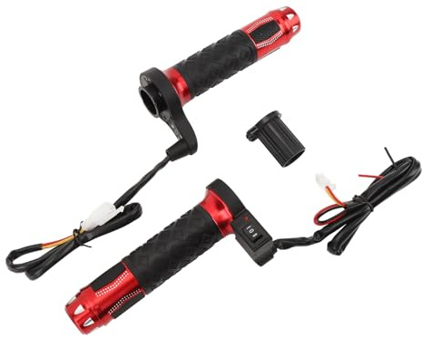 Dilwe Empuñadura Calefactable para Motocicleta, 3 Temperaturas de Marcha, Antideslizante, Manillar ABS de Aleación de Aluminio, Empuñaduras Calefactables de 12 V para una Conducción