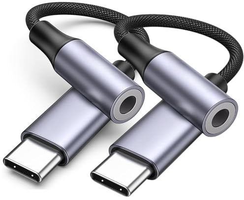 P37 Adaptador de Auriculares a USB C con Chip DAC. Paquete con 2 Adaptador USB-C a Jack de 3,5 mm Compatible con iPhon 15, 16, Galaxy, Mac Book, iPad, Pixel, Xiaomi, Redmi, Note OPPO, Oneplus