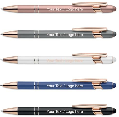 Schmalz® 100 Stück Aluminium Touchpen Kugelschreiber mit Gravur Scrib - personalisiert mit großer Auswahl an Farben - Kugelschreiber als personalisierte Geschenke mit Wunschtext & Logo (100)