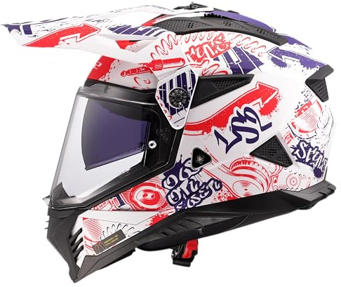 LS2, Motocrosshelme PIONEER II FANTASY Matt White Red Blue, S