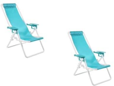 STOBOK 2Pcs Miniature Foldable Beach Chairs Plastic Dollhouse Furniture Accessories Portable Small Beach Lounger Models for Outdoor Picnic Camping