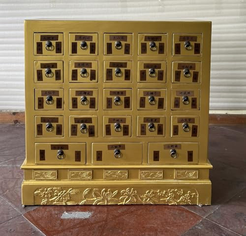 Kunibert Apothekerschrank Apothekerkommode Kommode Kommodenschrank Sideboard Schrank Hoehe94cm Massivholz Farbe: Gold