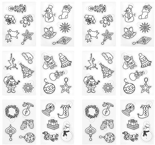 12-teiliges Schrumpffolien-Set, Weihnachts-Schrumpffolien-Set, Schrumpffolien-Set, Schrumpffolie mit Muster zum Basteln, Schlüsselanhänger