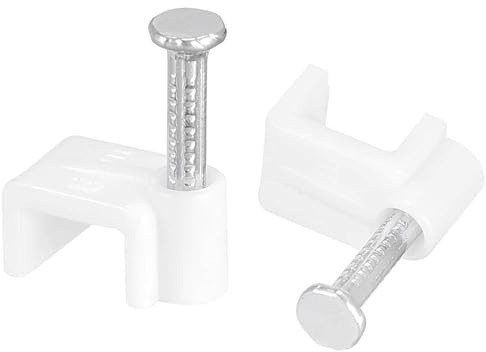 TA-VIGOR 100Pcs Round Cable Clips, 8mm Electrical Cable Wall Clip, Steel Nails Tacks Holder for Organizing Ethernet, Electric Wires Cables Line, TV Cable, Telephone line, White