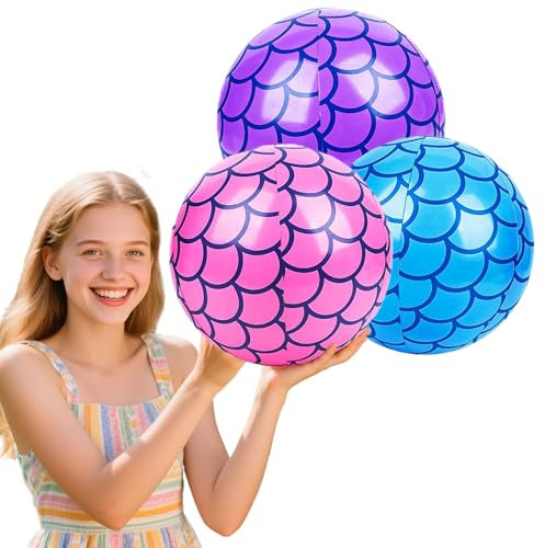 Pallone da Spiaggia Gonfiabile, 3pcs Palla Piscina Bambin, Palla Acqua Gonfiabile, Giocattoli per Feste Estive in Piscina, Giocattoli da Spiaggia, Regali per Feste