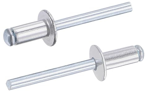 TA-VIGOR 50Pcs 6mm x 12mm Aluminium Blind Rivets, Open End Pop Rivets with Dome Head, Heavy Duty Pull Rivet for Metal Wood Plastic, Indoor Outdoor Fixings