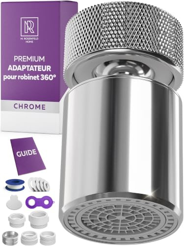 M. ROSENFELD HOME Wasserhahn Aufsatz Schwenkbar – Wasserhahnverlängerung mit 2 Strahlarten, Drehbarer Wasserhahn für Küche & Bad – Universal M22 M24 M20 Adapter
