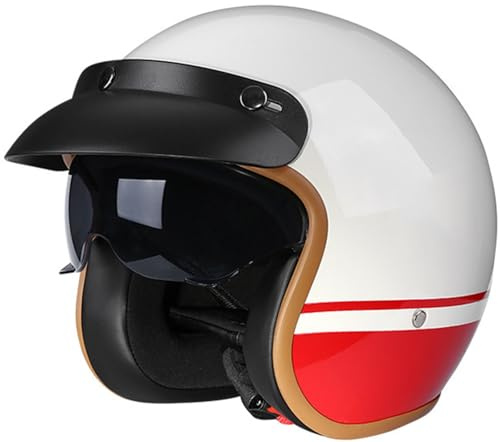 Retro 3/4 Motorrad Helm, Jethelm Vintage-Roller-Helm, DOT/ECE-Zertifizierter Retro-Motorradhelm Mit Offenem Gesicht Für Damen Und Herren, Leichter Moped-Helm 2,XL