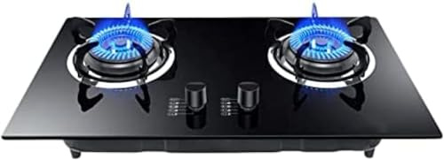 Piano Cottura A Gas da Incasso 2 Fuochi, Piano Cottura A Gas in Vetro Temperato Nero, Piano Cottura A Gas Facile da Pulire Piano Cottura A Gas per Cucina Domestica Appartamenti al, Liquefied Gas