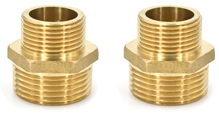 2PCS Hex Brass Nipple 1 Male to 3/4 Male NPT Pipe Fitting, Male Pipes Adapter Fittings Heavy Equal Nipples