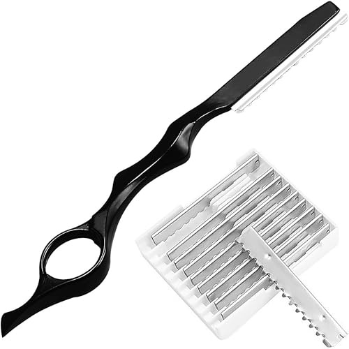 Professioneller Effiliermesser aus Aluminium, Rasiermesser Friseur mit 10 Klingen zum Ausdünnen und Formen der Haare, Friseur Messer, Feather Razor für den Heimgebrauch im Salon