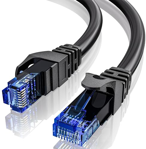 ikbc 5m Ethernet Cable, High Speed RJ45 Internet Cable 5m Cat 6, 5 metre Network Cable LAN 23AWG UTP CCA, Black Round Long Patch Cord for Router Switch Modem TV Laptop PC (5 Clips)