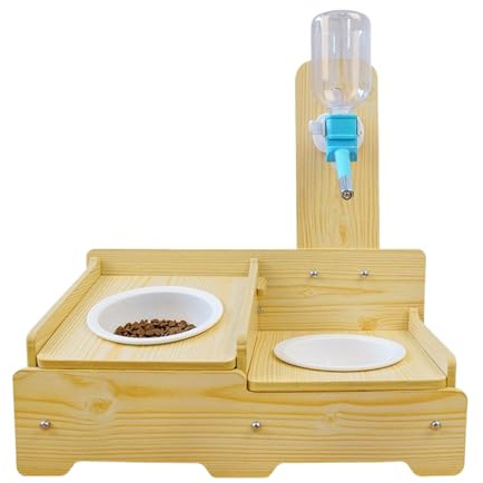 Pet Water Dispenser Automatic Adjustable Height Wooden Feeder | Dog And Cat Food Bowls | Elevated Pet Drinking Station For Puppy Kitten Indoor Home Living Room Balcony Apartment Outdoor Feeding Access
