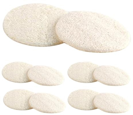 10 Stück Luffa Gesichtsreinigungspads aus Naturloofah für Sensible Haut | Beige, für Tägliche Reinigung und Make Up Entfernung, Sanftes Peeling, Kompakt Unterwegs
