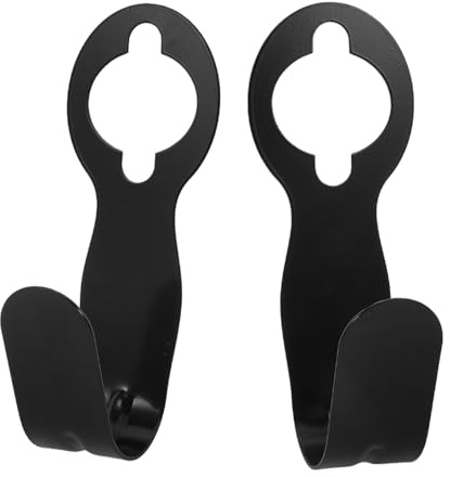 IWOWHERO 2pcs Wall Mounted Metal Garden Hose Holder Hooks Black Heavy Duty Flexible Water Hose Hanger Brackets Outdoor Pipe Organizer for Garden and Car Wash