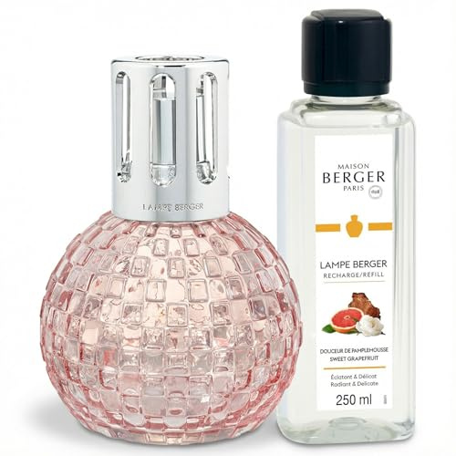 MAISON BERGER – Lampe Berger Disco – Katalytischer Diffusor – Anti-Geruch & Raumduft – Nachfüllpack 250 ml inklusive – 9 × 9 × 12,6 cm (Rosa)