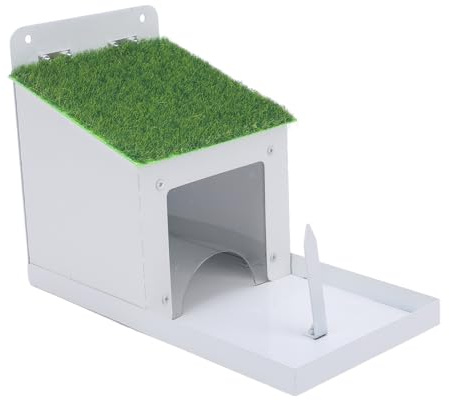 RASTKY Mangeoire à écureuils à Grand Couvercle Vert en Fer, avec Support pour épis de Maïs, pour Jardin Extérieur, Construction Robuste, Métal