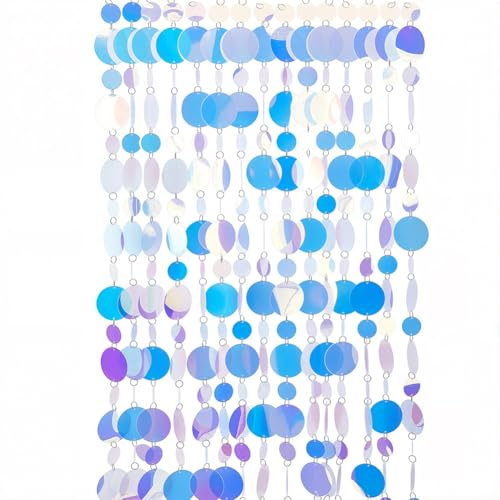 CREATCABIN 20Pcs Sequin Beaded Curtain Doorway Beads Blue Circle Dots Garland Sparkle String Curtains Door Window Decor Room for Home Party Festivals Wedding Christmas Decorations Supplies 39.37Inch
