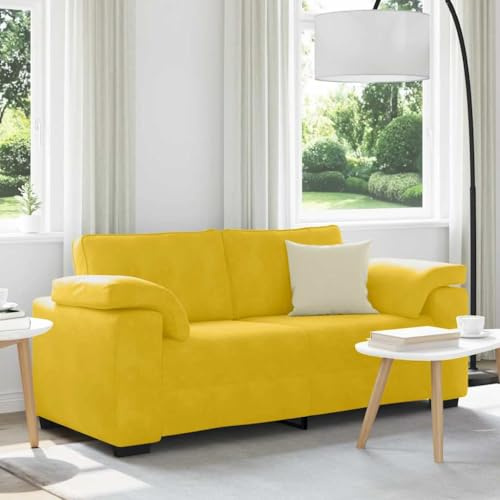 Ordellia Zweisitzer-Sofa Gelb 140 cm, Samt Wohnzimmer Couch, Modernes Design, Bequemes Relaxsofa mit Robuster Struktur, Stilvolle Möbel für Zuhause