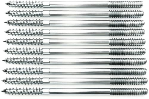 10 tornillos de doble rosca M10 x 200 mm, pernos de suspensión Torx | Acero al carbono galvanizado para montaje de muebles