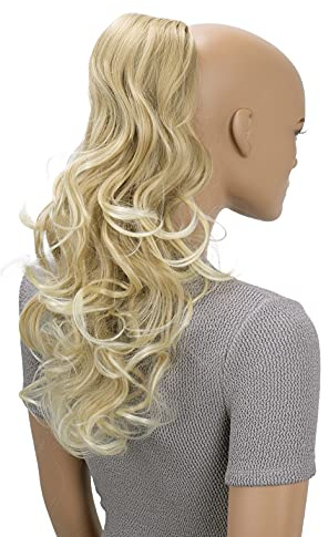 CAISHA 45 cm Hårstycke Fläta Hästsvans Hårförlängning Voluminös Vågig Blond Mix PH10