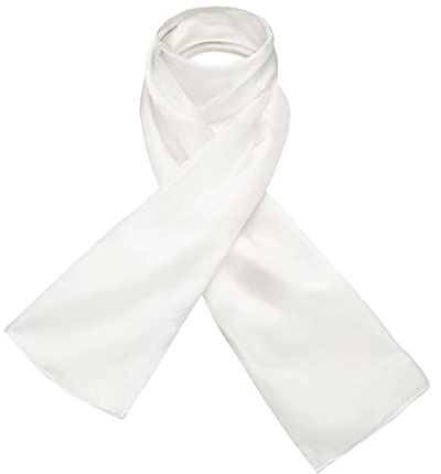 Basic Sense Écharpe unie en soie pure naturelle légère fine douce pour la peau, blanc, taille unique
